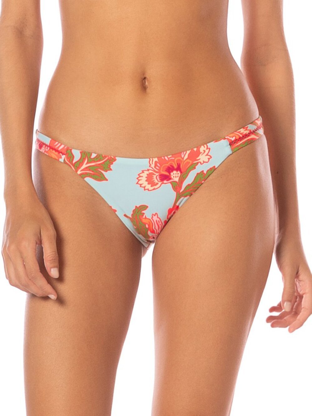 New! Maaji Floral Sky Quinn Low Rise Thin Side Bikini Bottom Medium 39097